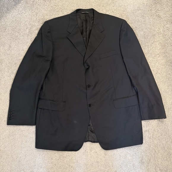 Canali Italy 100% Wool 3-Button Suit Jacket Blazer Black 46R 13320/32 Mens READ